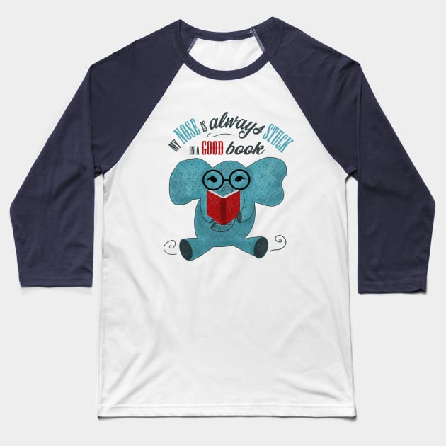 Nose In A Book Baseball T-Shirt by christinawingfield